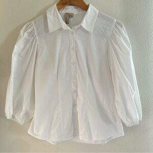 Misia | White Puff Sleeve Button-Up Blouse